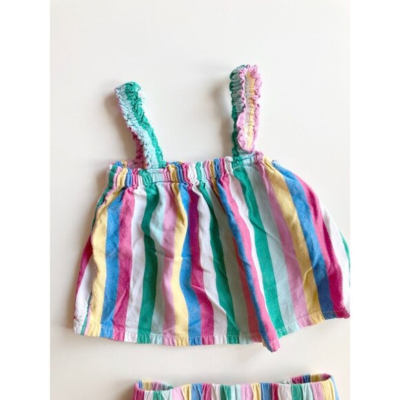 Girls' JOE FRESH Multi Rainbow Striped Viscose Crepe Tank Shorts Set, Size 4 - Picture 3 of 11